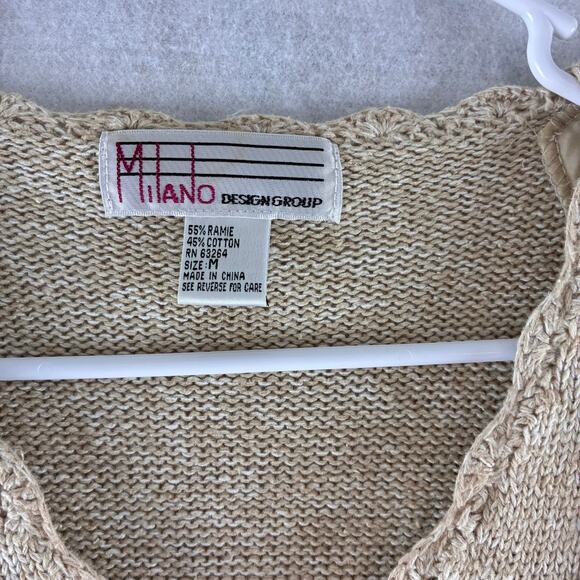 Vintage Milano Design Group Knit Embroidered Floral Vines Diamond Sweater Medium - Picture 6 of 11